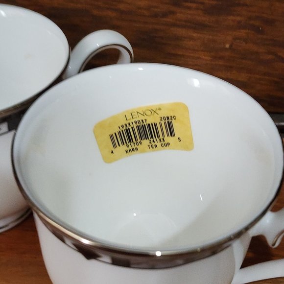 Set of 4 Lenox Debut Collection Kara Teacups grey black silver platinum - Picture 5 of 13